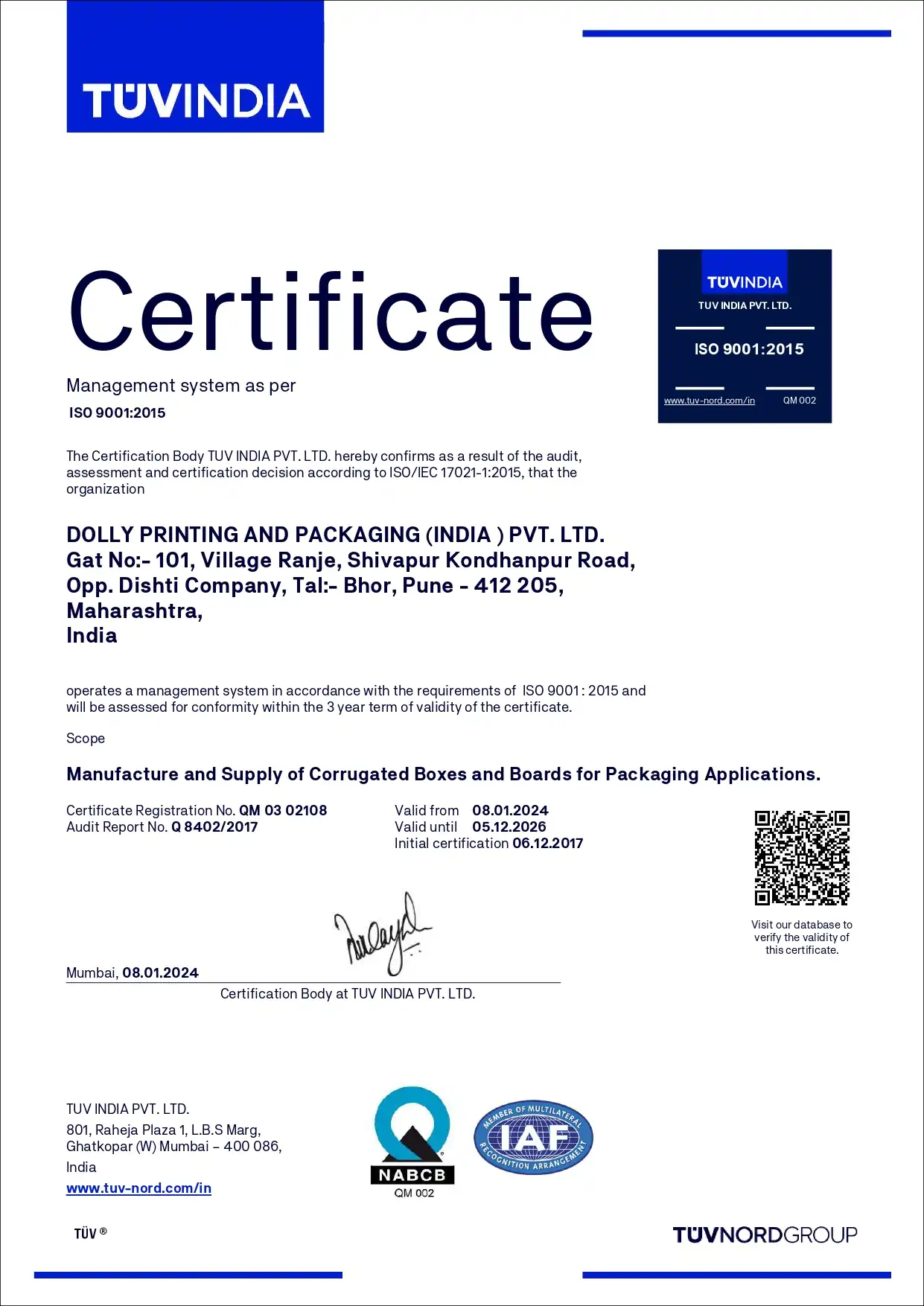 ISO 9001:2015 (QMS)