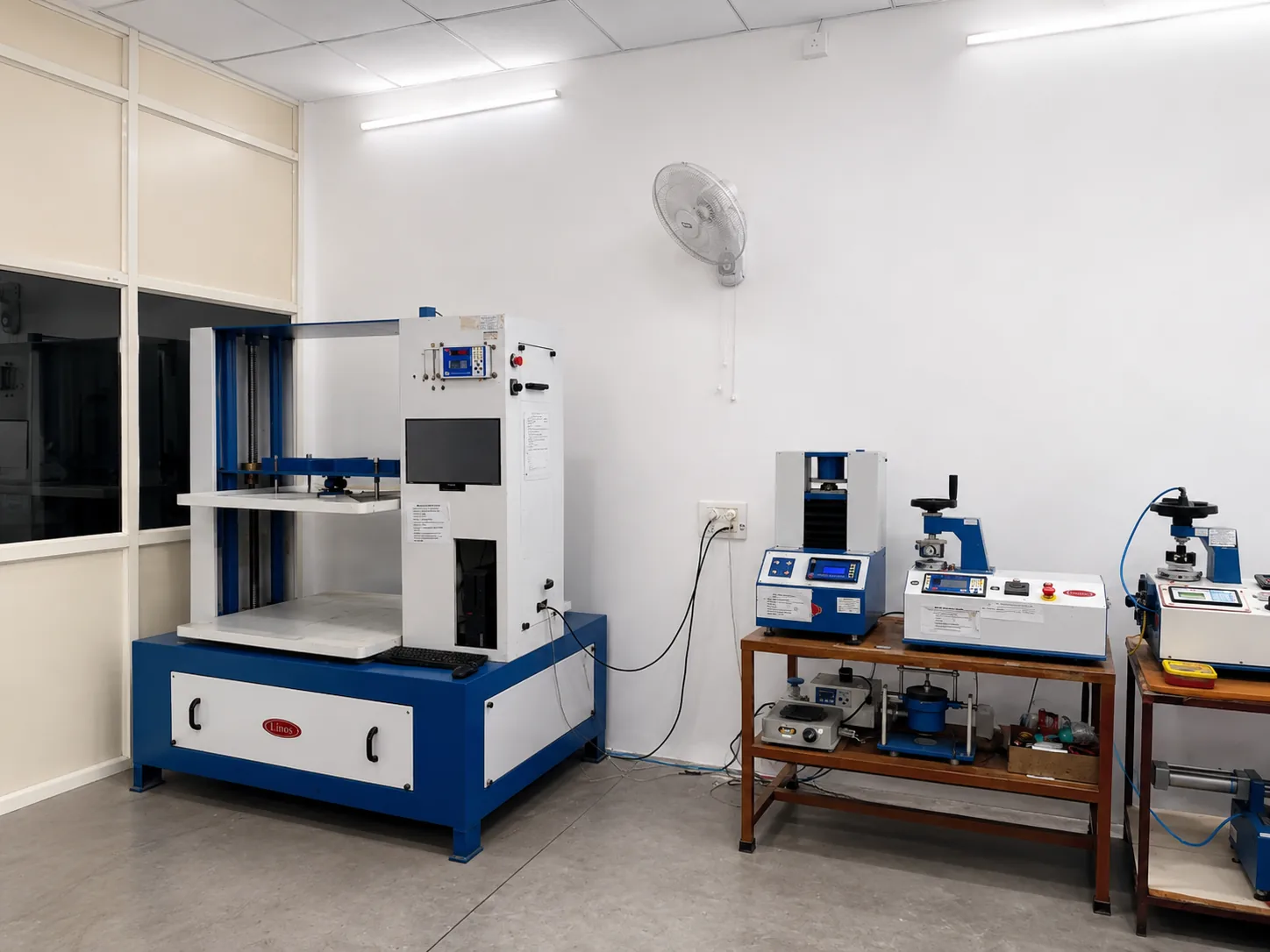 Line testing machines in the laboratory